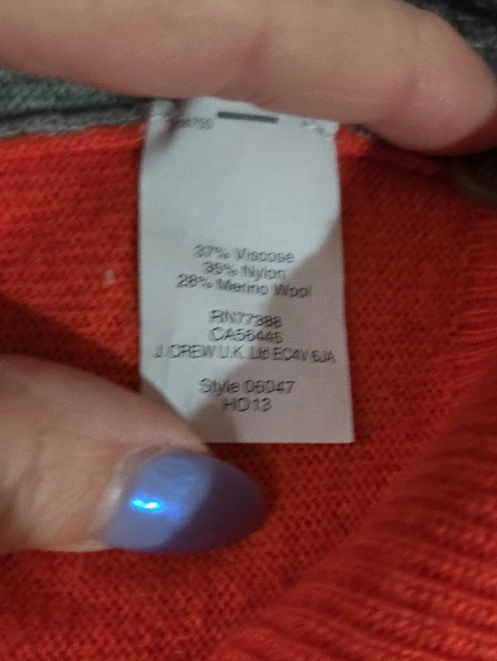 J. Crew Gray Crewneck Sweater with Orange Accent